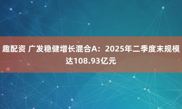 趣配资 广发稳健增长混合A：2025年二季度末规模达108.93亿元